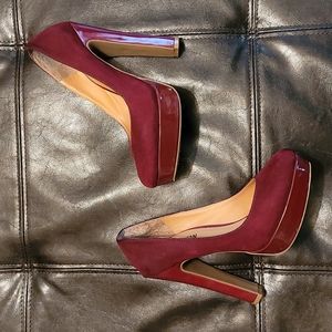 Cosmopolitan Wine Suede Platform High Heel Pumps